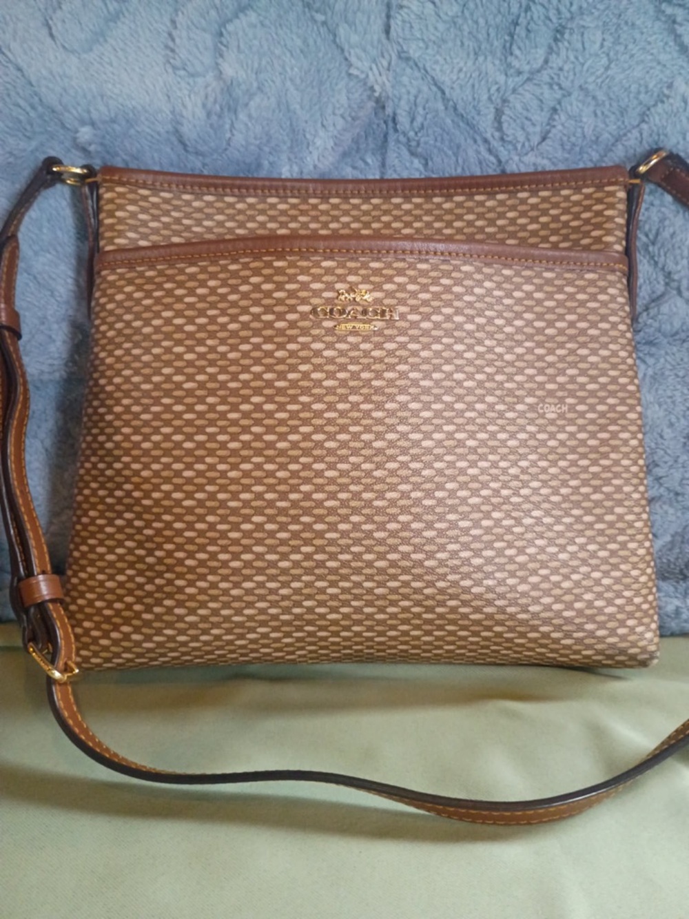 Coach Brown Leather Zip Top Crossbody Pouch